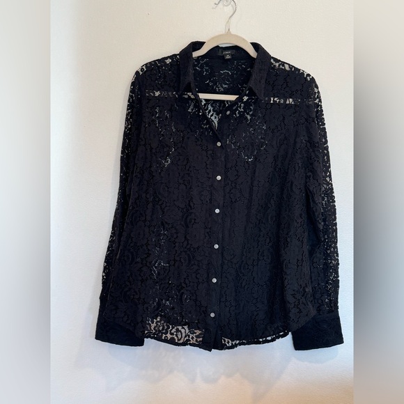 J. Crew black lace long sleeve button down. NWT - Picture 3 of 7